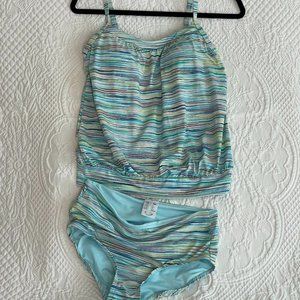 L.L. Bean Striped Tankini Swimwear - Size 2